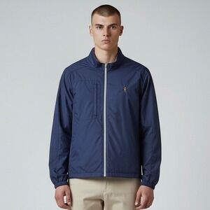 Peter Millar Windbreaker Jacket Mens XL Navy Blue Full Zip Hyperlight Gust Golf